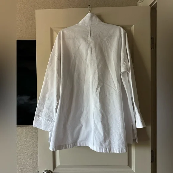 Eileen Fisher Stand Collar Jacket in White - Picture 8 of 10